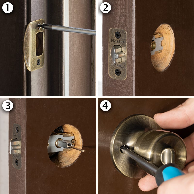 Master Lock TUO0105 Tulip Door Knob with Lock, Antique Brass - Image 4